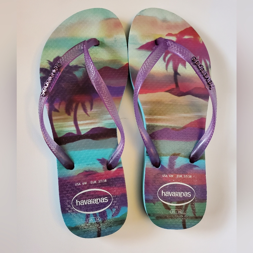 Havaianas Tropical Sandals  Purple Blue, 6 - Picture 3 of 5
